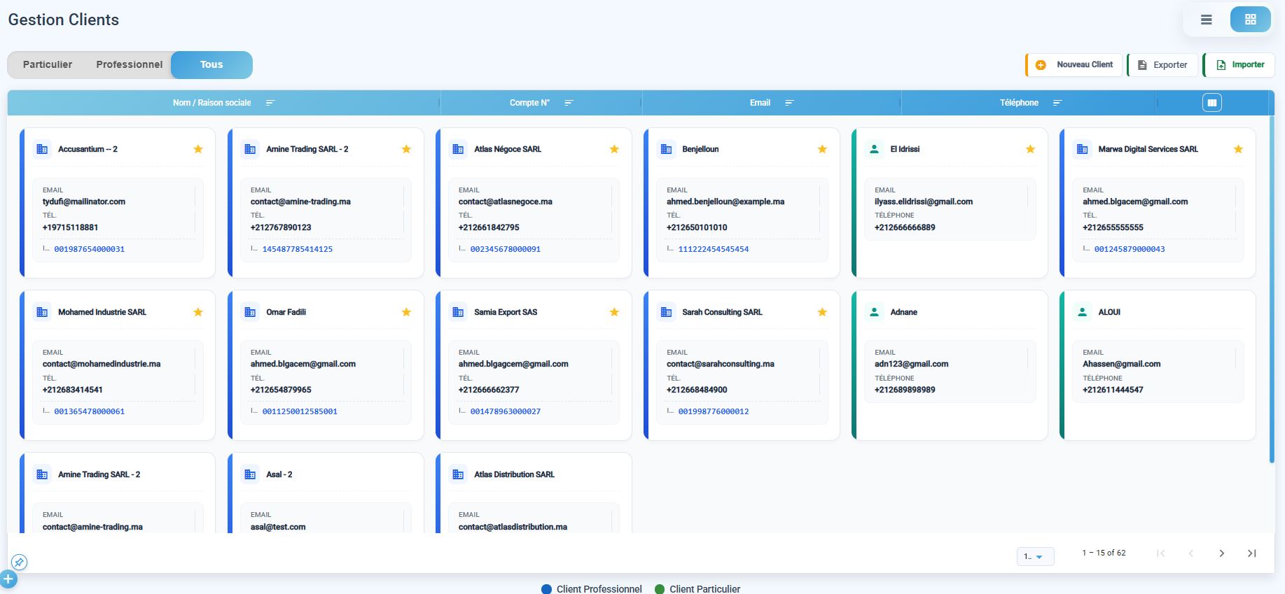 Interface de gestion des clients CAPPS Outil